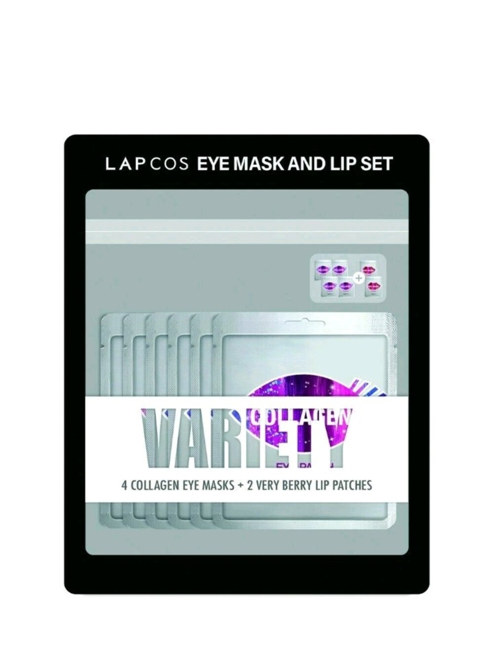Lapcos Very Berry Eye Mask & Lip Patch Set - Silver with Purple Accents